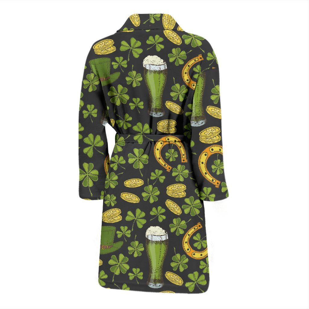 St Patrick's Day Leprechaun Beer Pattern Print Men Long Robe-grizzshop