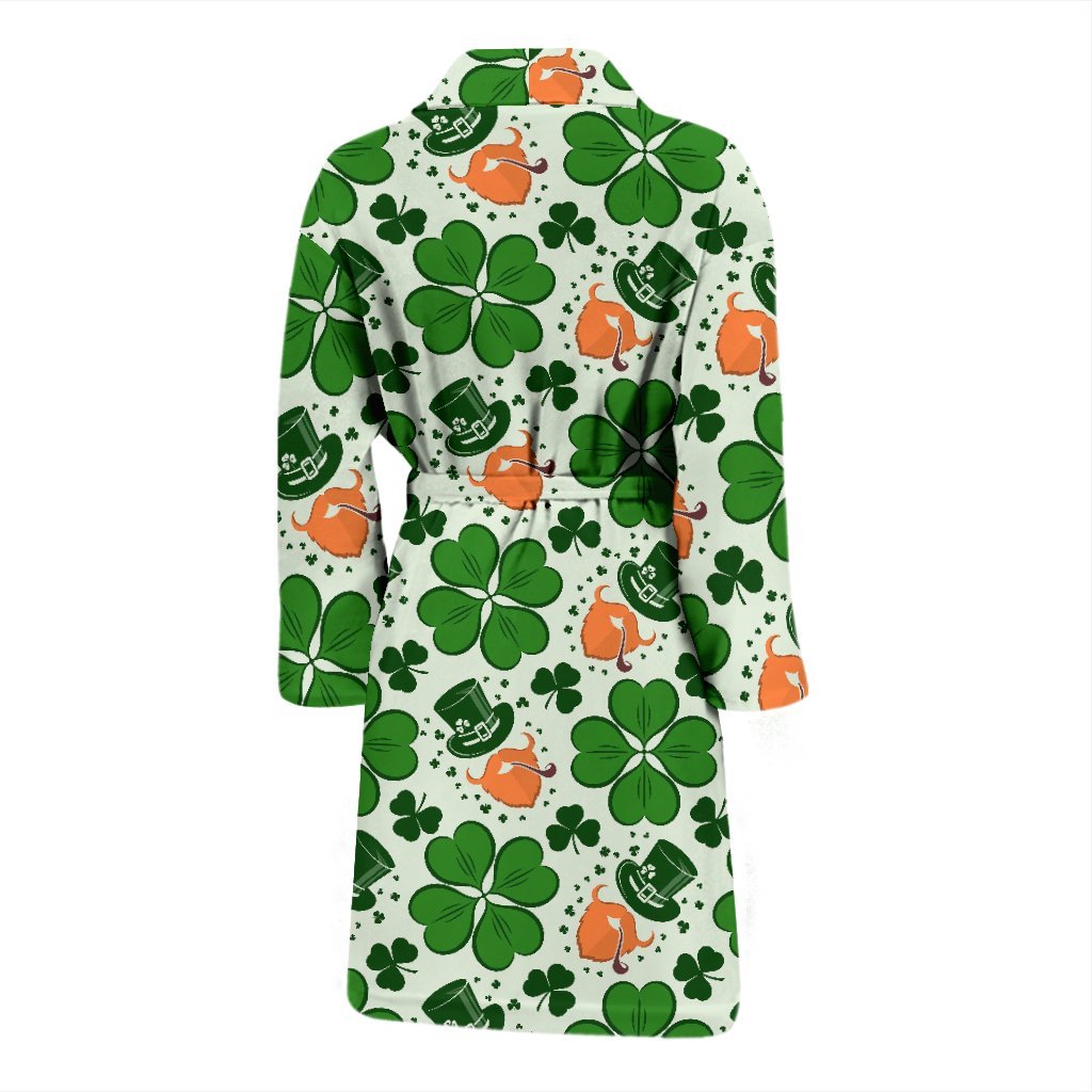 St Patrick's Day Leprechaun Pattern Print Men Long Robe-grizzshop