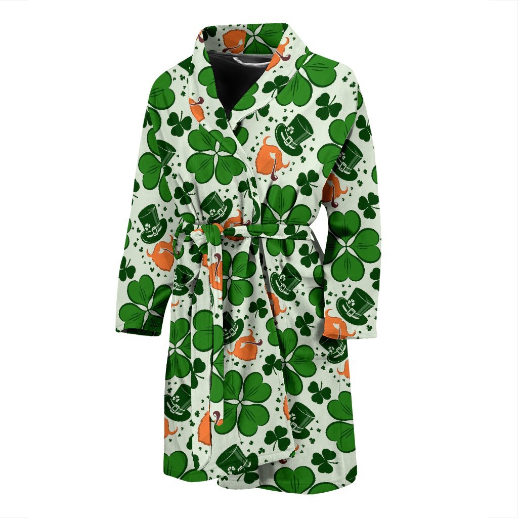 St Patrick's Day Leprechaun Pattern Print Men Long Robe-grizzshop