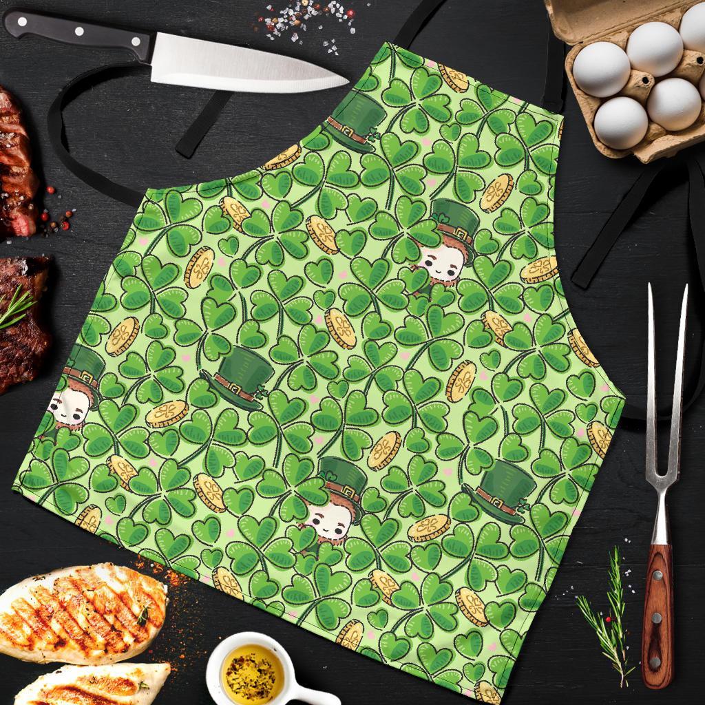 St Patrick's Day Shamrock Pattern Print Men's Apron-grizzshop