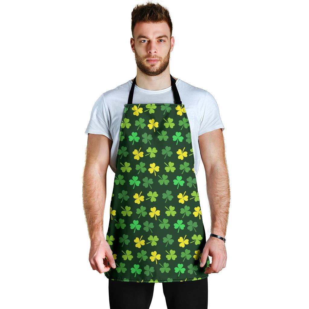 St Patrick's Day Shamrock Print Pattern Men's Apron-grizzshop