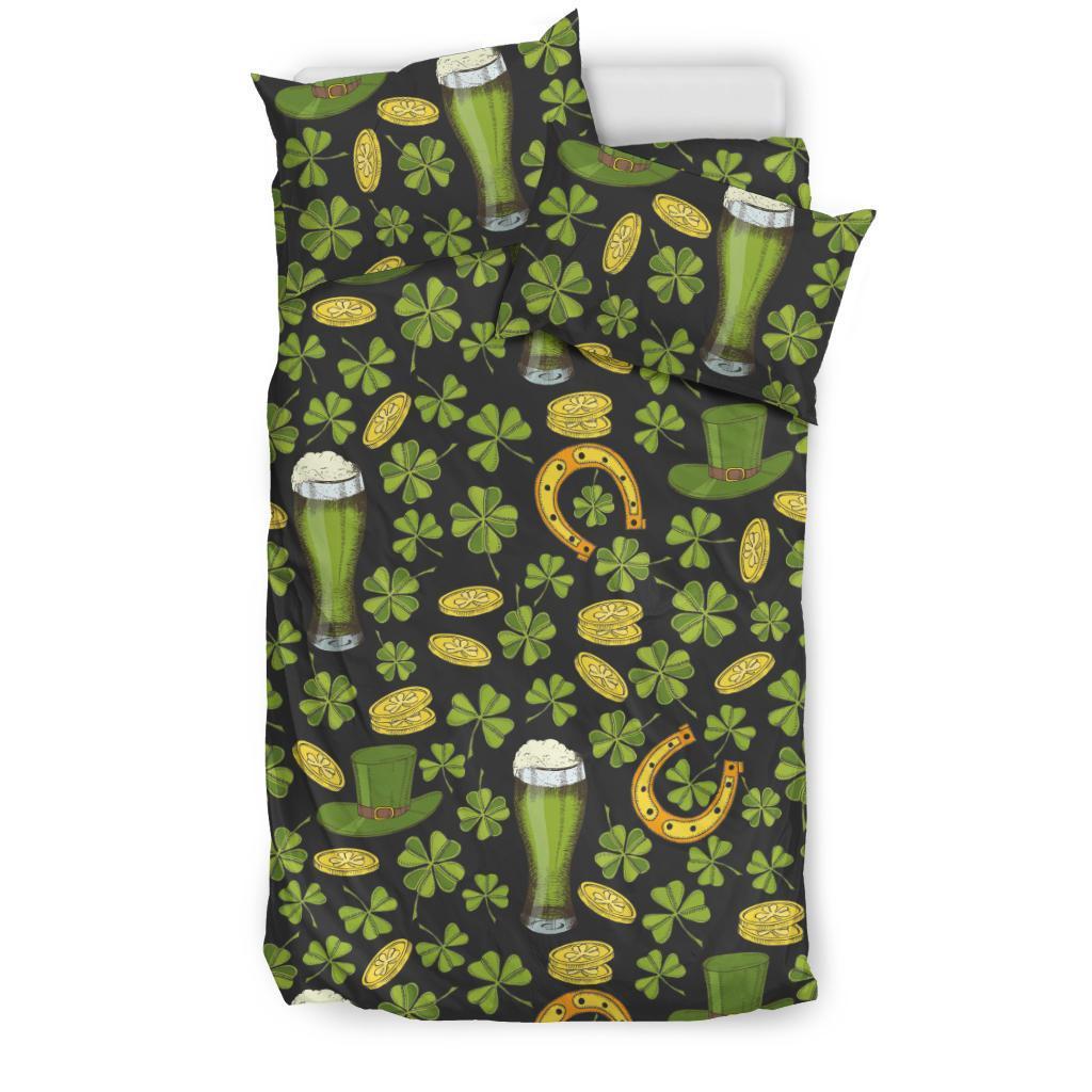 St Patrick's Day Leprechaun Beer Pattern Print Duvet Cover Bedding Set-grizzshop