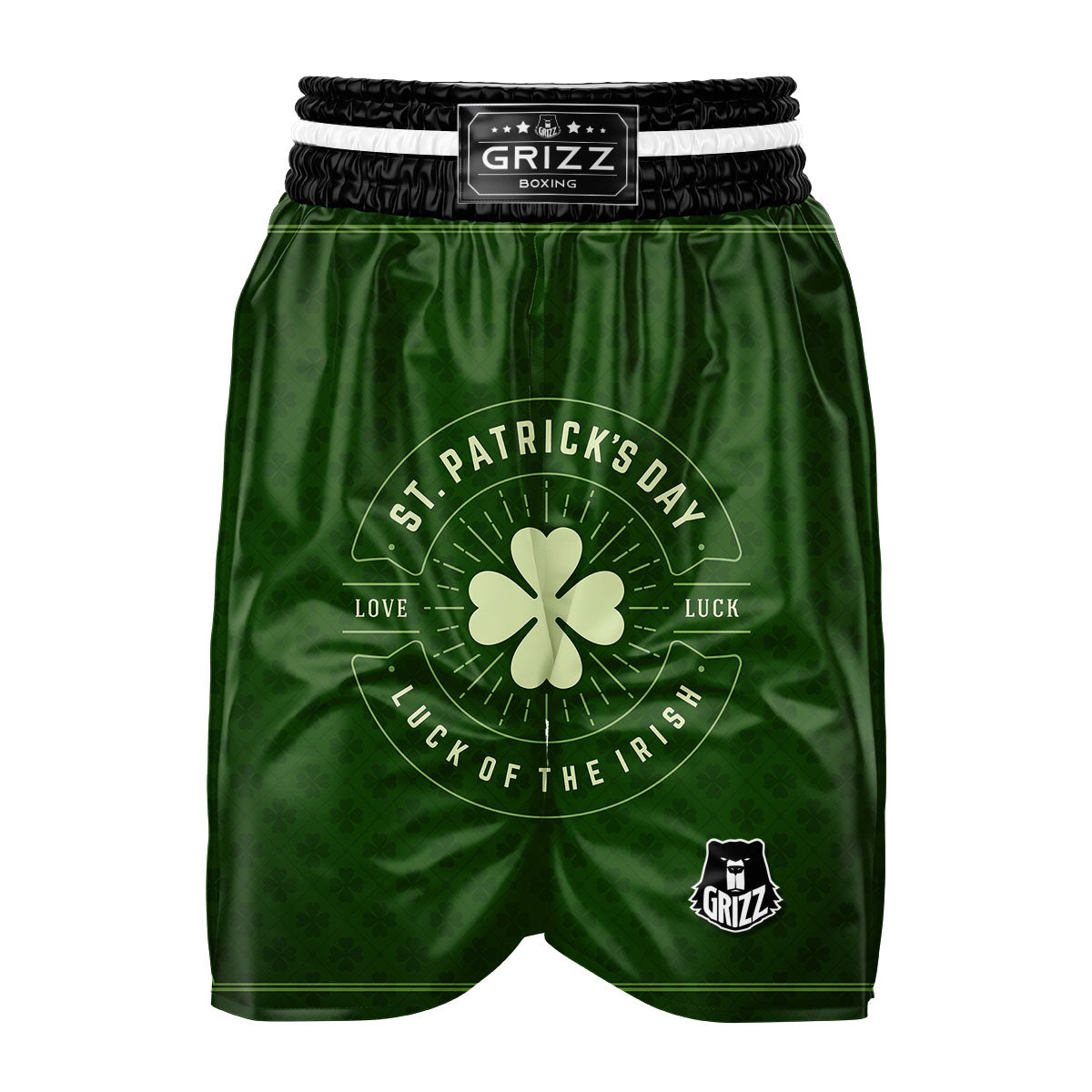St. Patrick's Day Four Leaf Clover Print Boxing Shorts-grizzshop