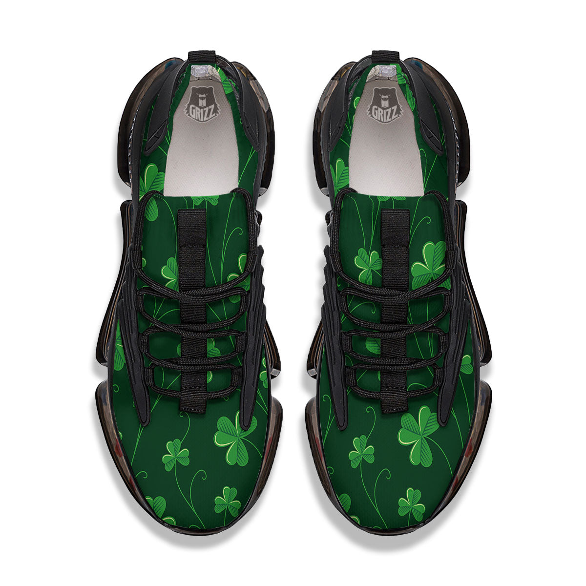 St. Patrick's Day Irish Leaf Print Black Gym Shoes-grizzshop