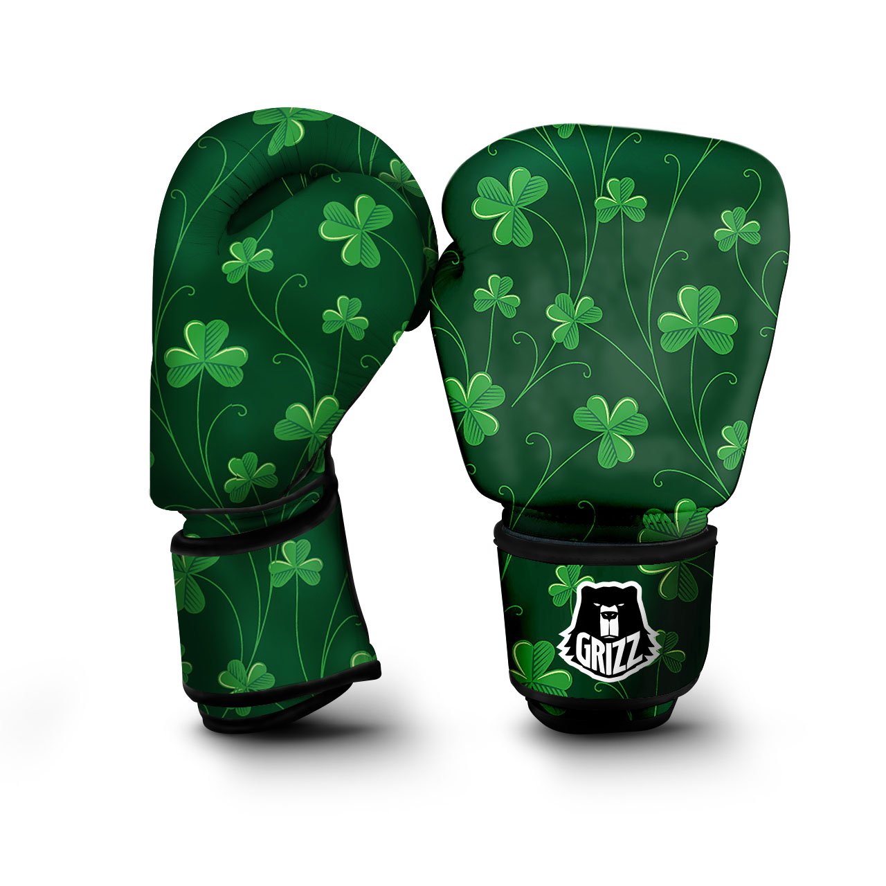 St. Patrick's Day Irish Leaf Print Boxing Gloves-grizzshop