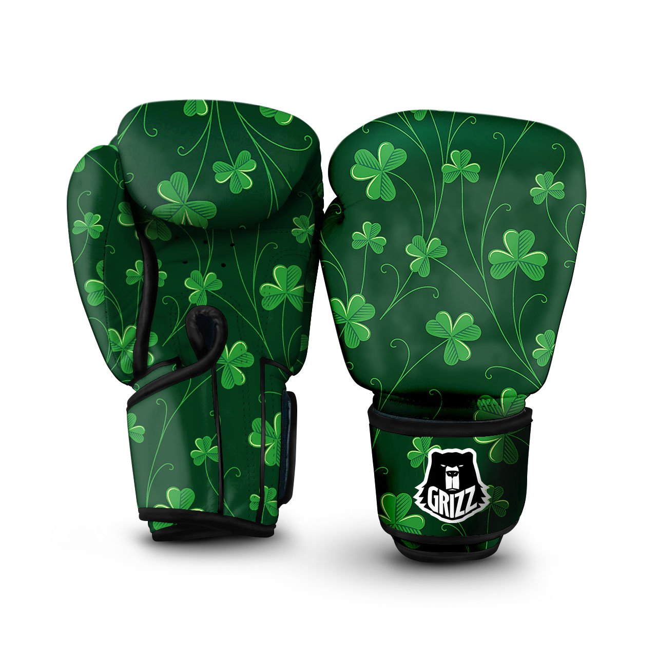 St. Patrick's Day Irish Leaf Print Boxing Gloves-grizzshop