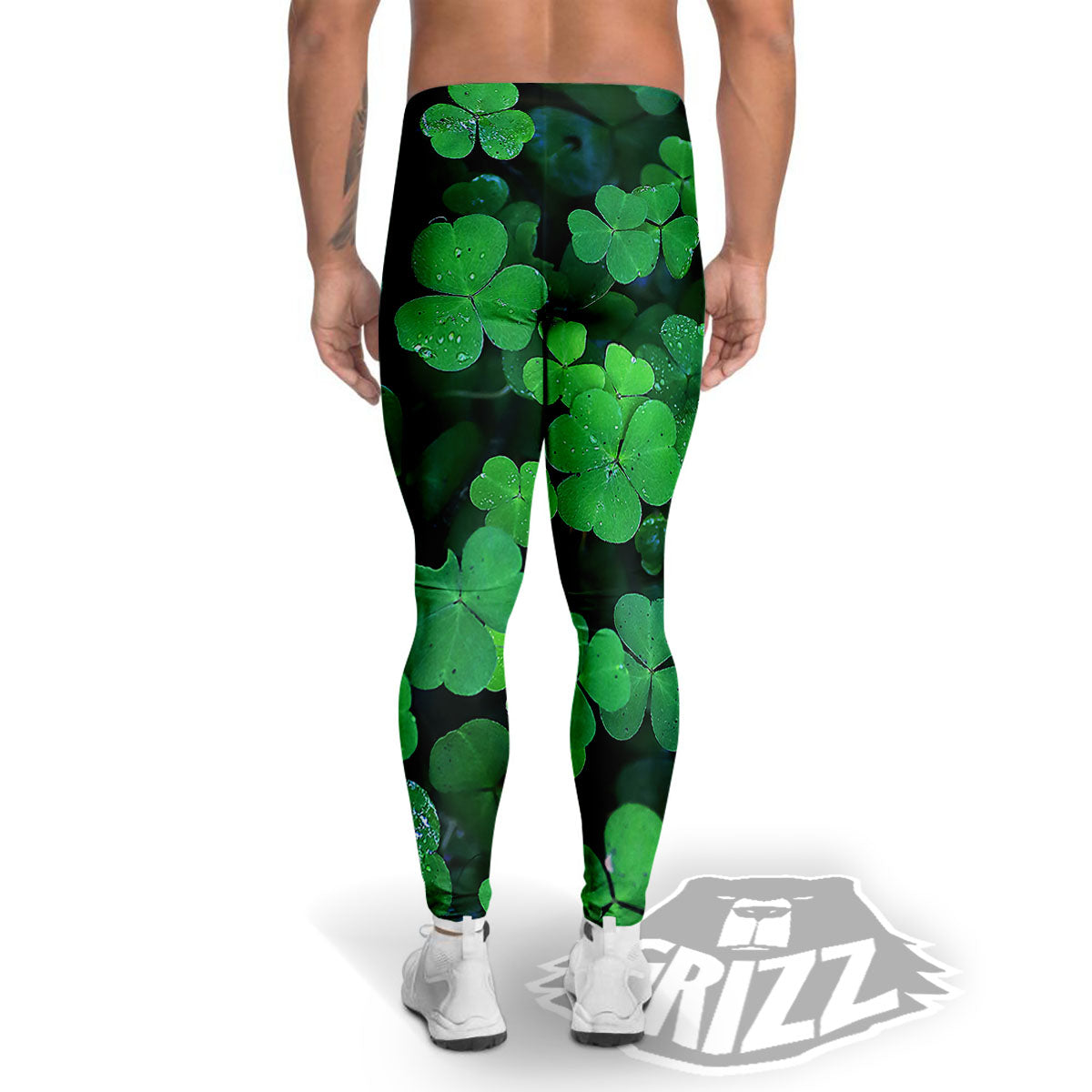 St. Patrick's Day Shamrock Clover Print Men's Leggings-grizzshop