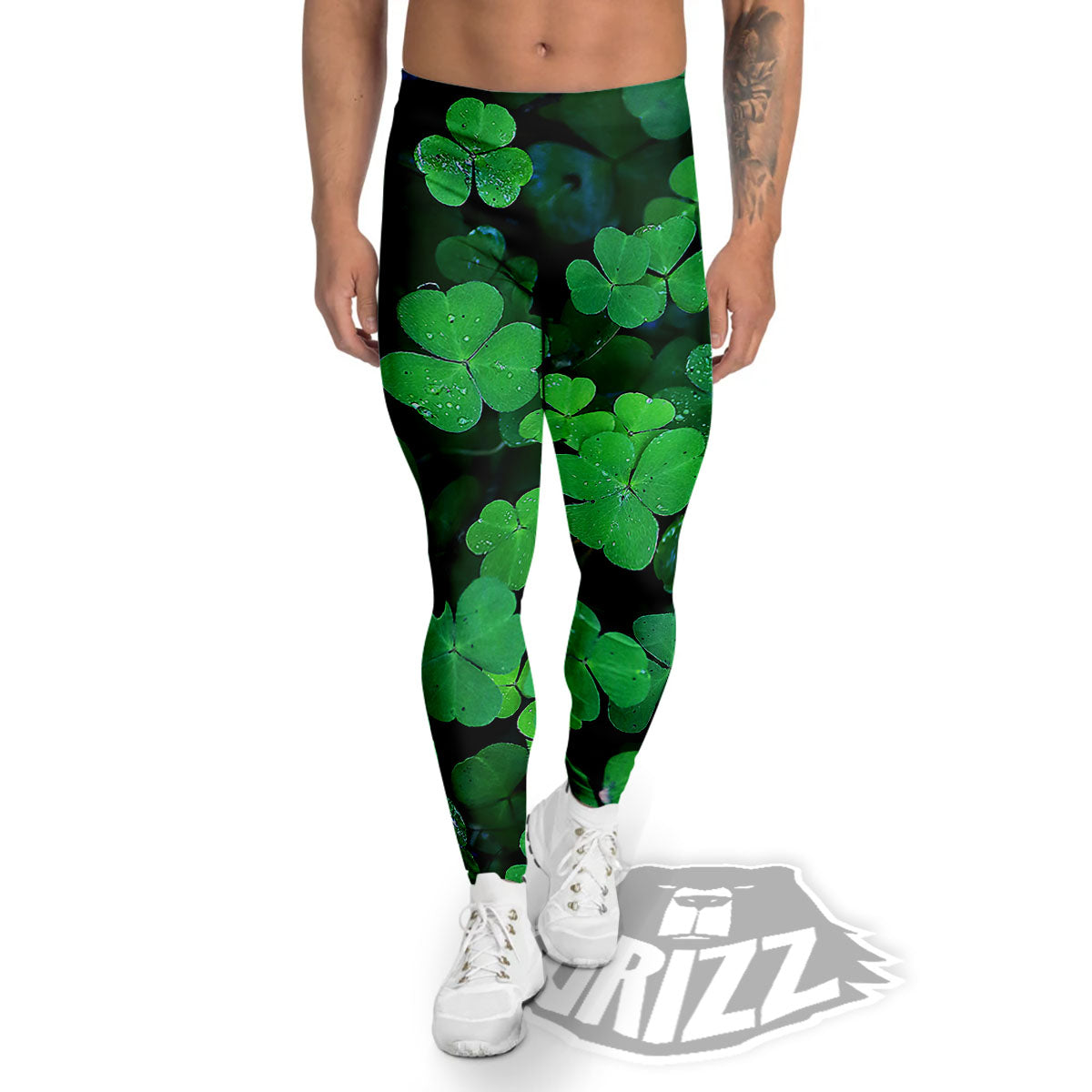 St. Patrick's Day Shamrock Clover Print Men's Leggings-grizzshop