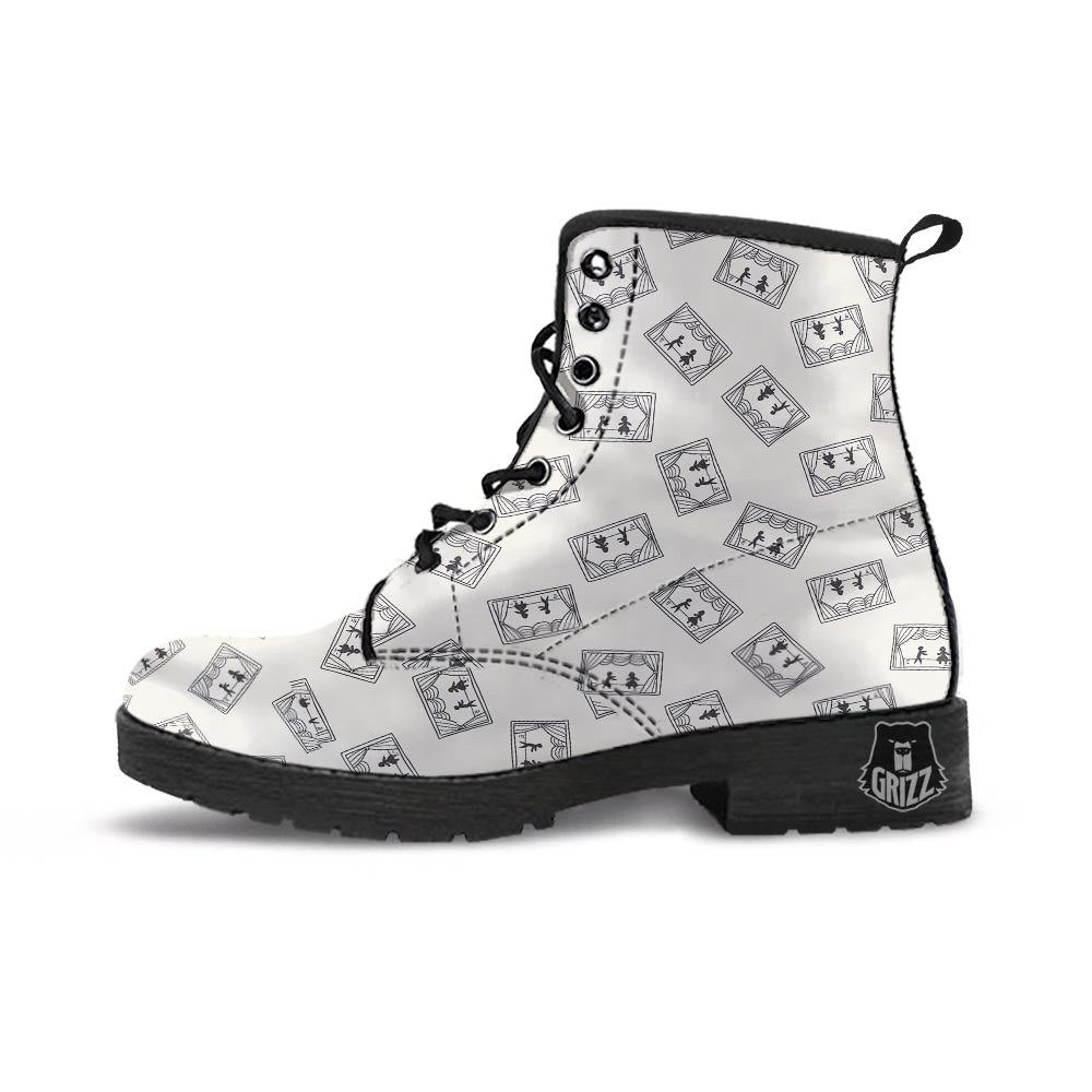 Stage Theater Print Pattern Leather Boots-grizzshop