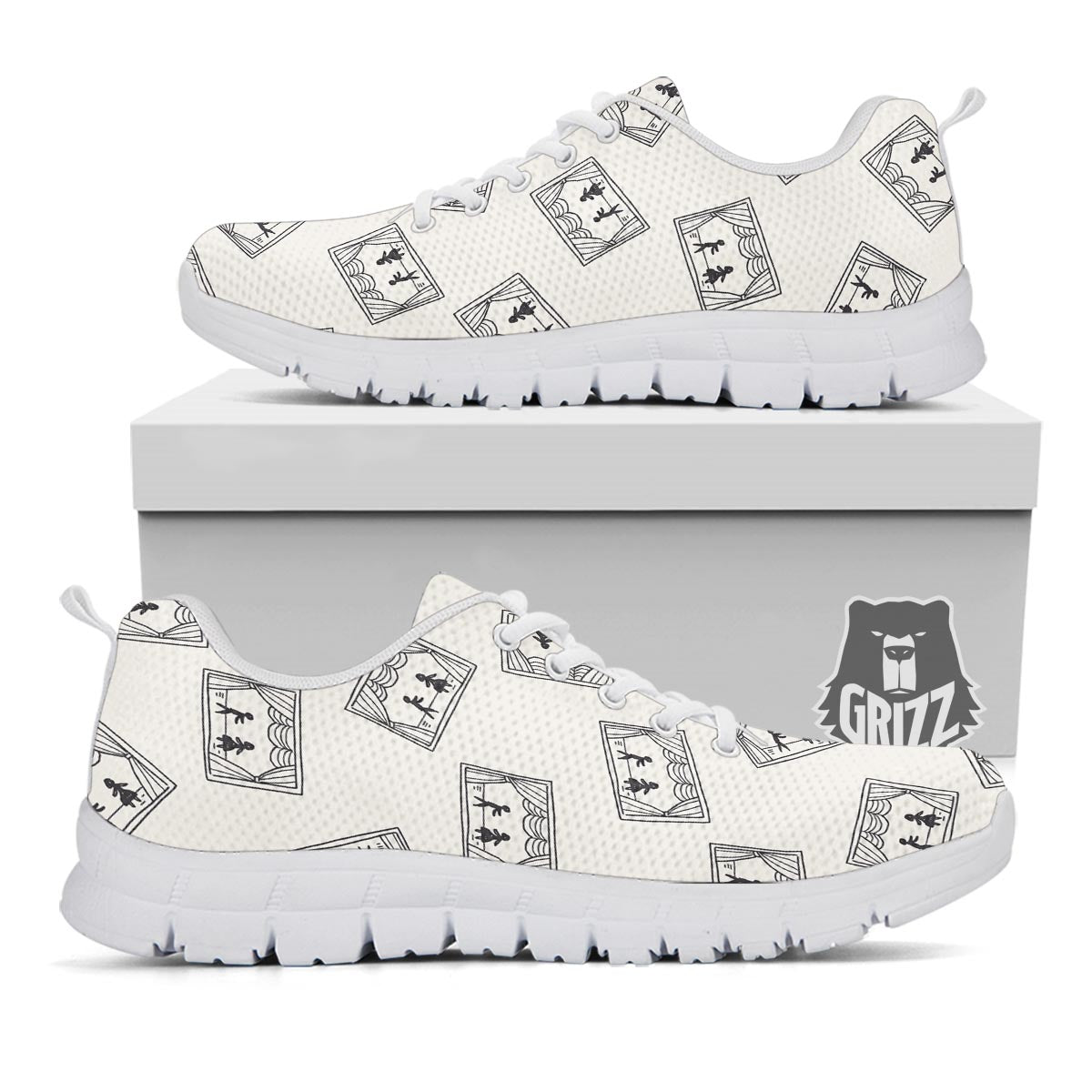 Stage Theater Print Pattern White Sneaker-grizzshop