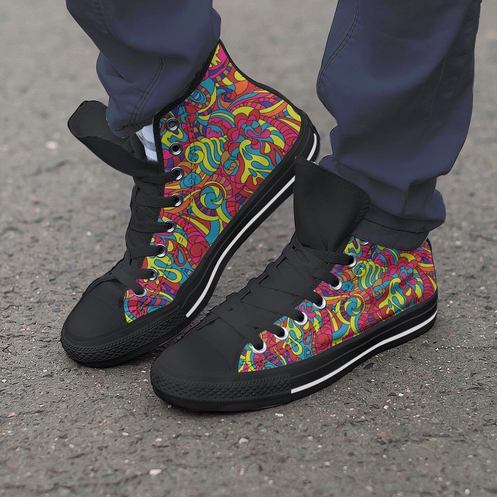 Stained Glass Psychedelic Trippy Men's High Top Shoes-grizzshop