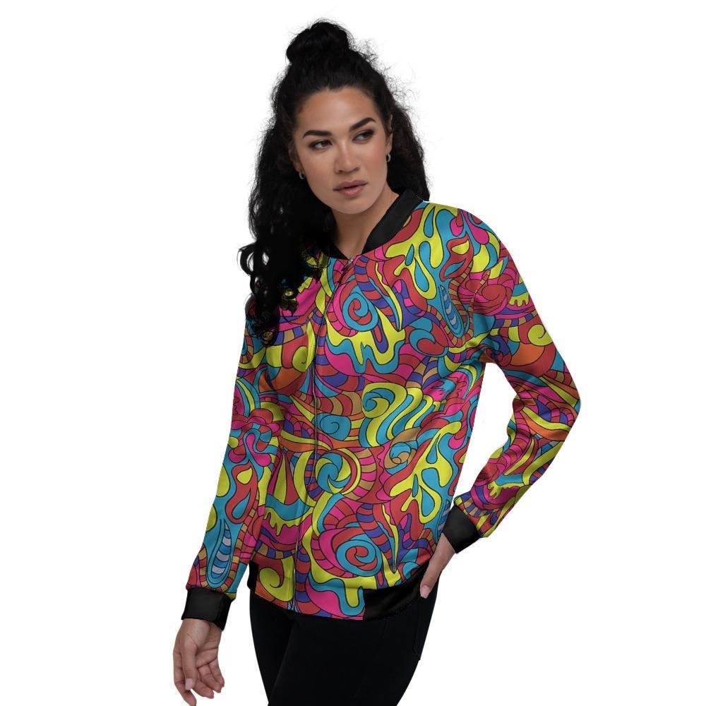 Stained Glass Psychedelic Trippy Women's Bomber Jacket-grizzshop