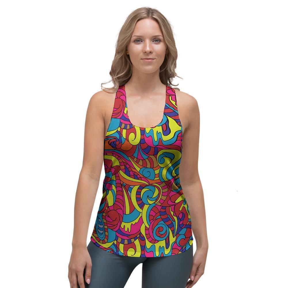Stained Glass Psychedelic Trippy Women's Racerback Tank Top-grizzshop