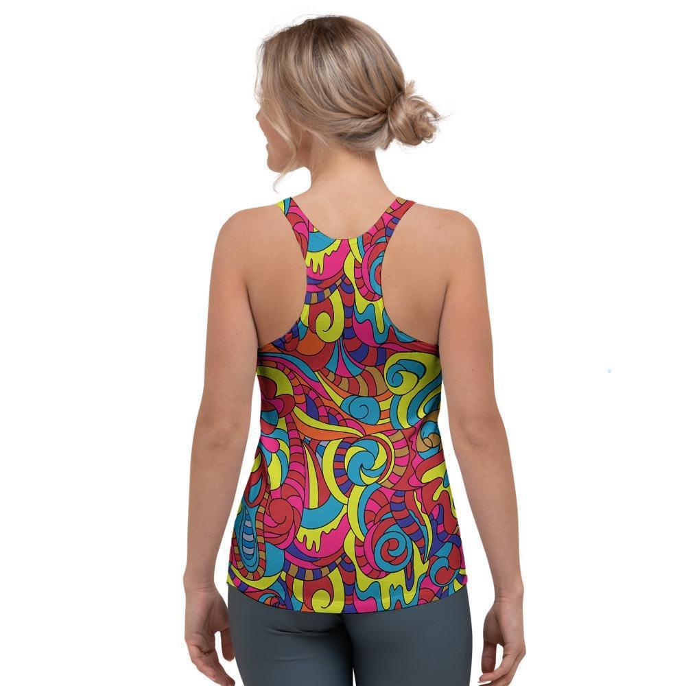 Stained Glass Psychedelic Trippy Women's Racerback Tank Top-grizzshop