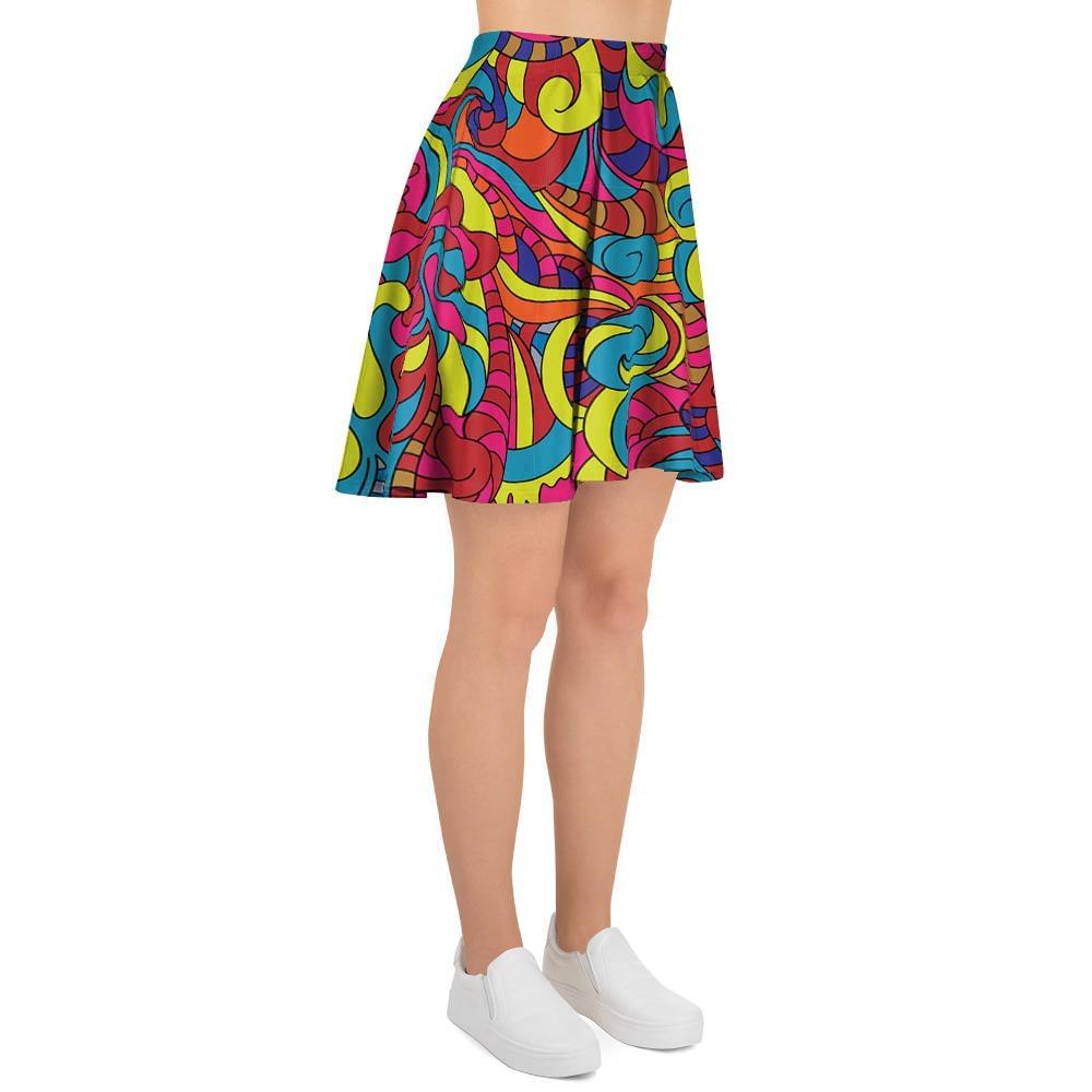 Stained Glass Psychedelic Trippy Women's Skirt-grizzshop