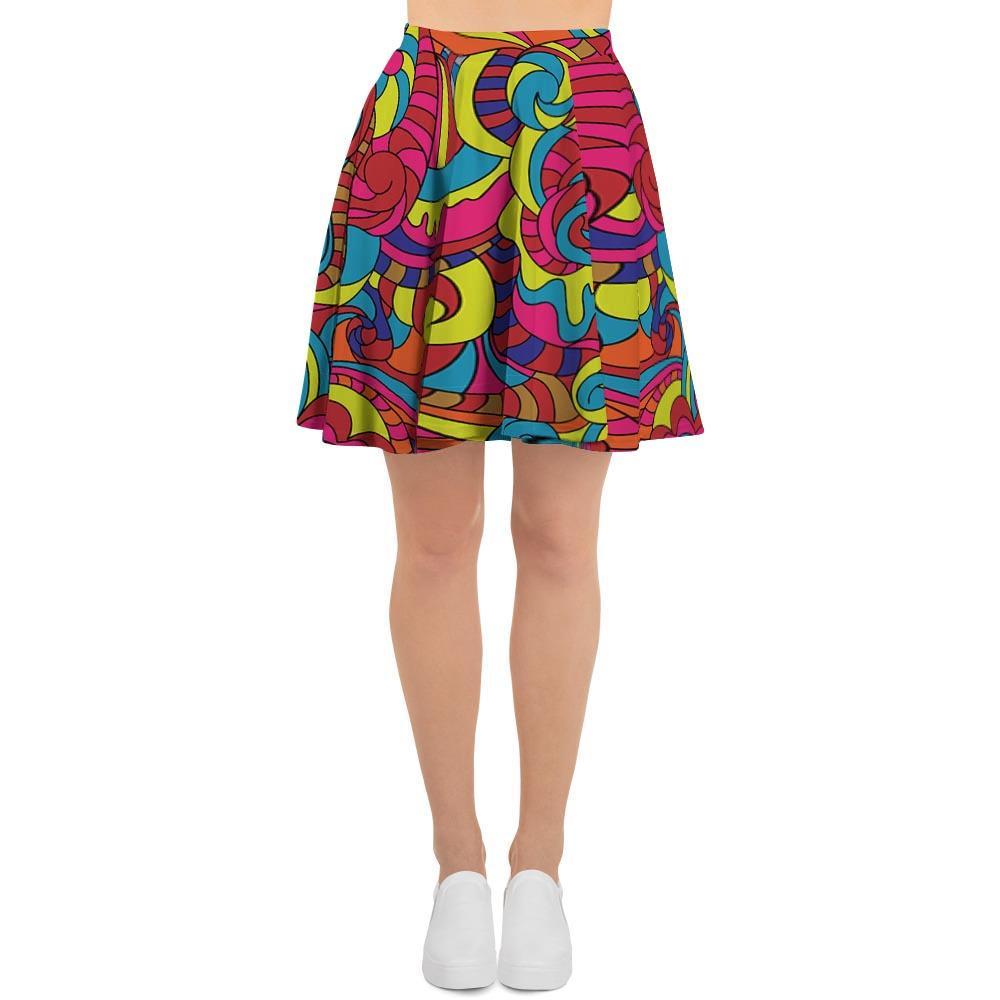 Stained Glass Psychedelic Trippy Women's Skirt-grizzshop