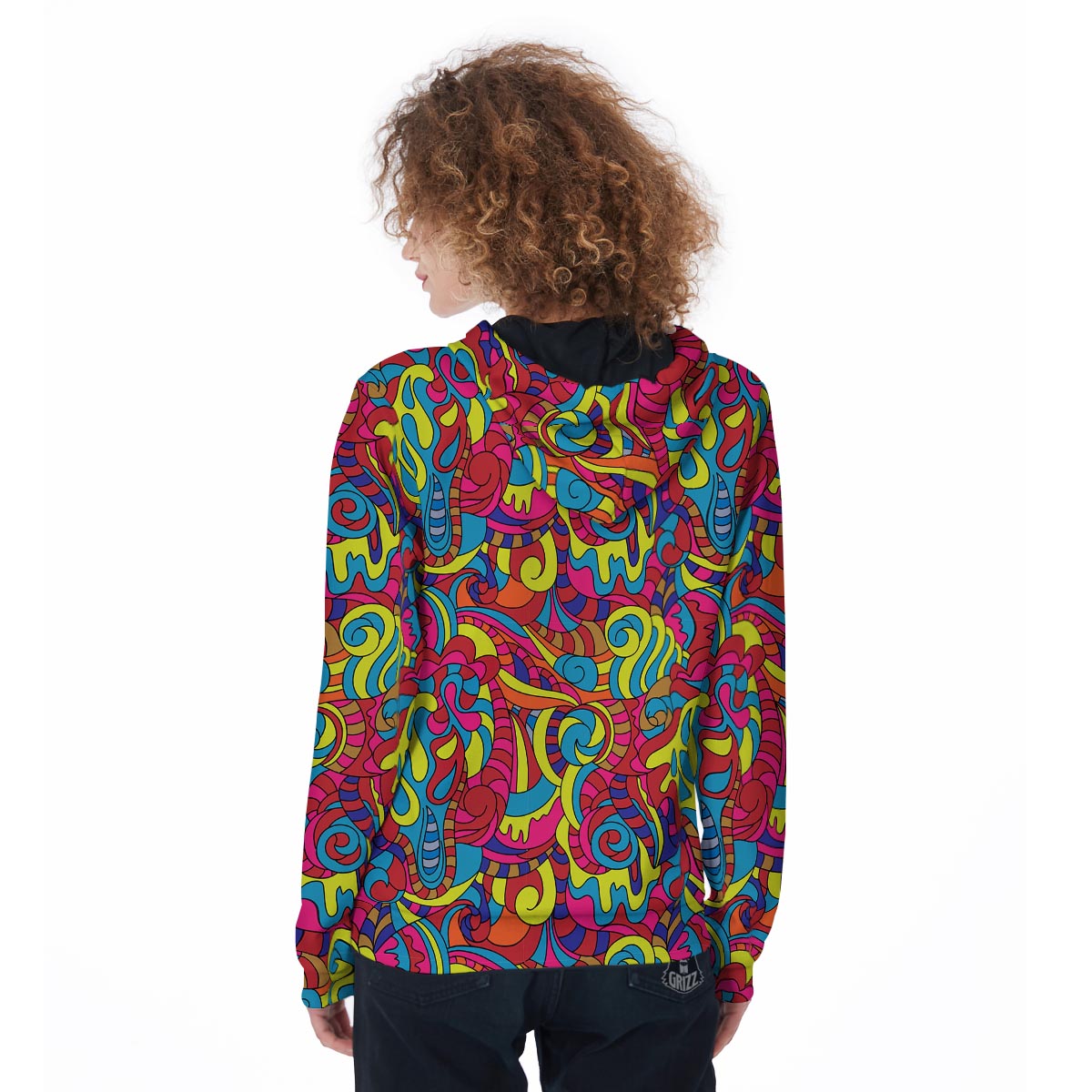 Stained Glass Psychedelic Trippy Women's Zip Up Hoodie-grizzshop