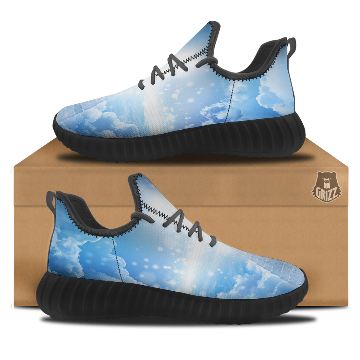 Stairs To Heaven Print Black Walking Shoes-grizzshop