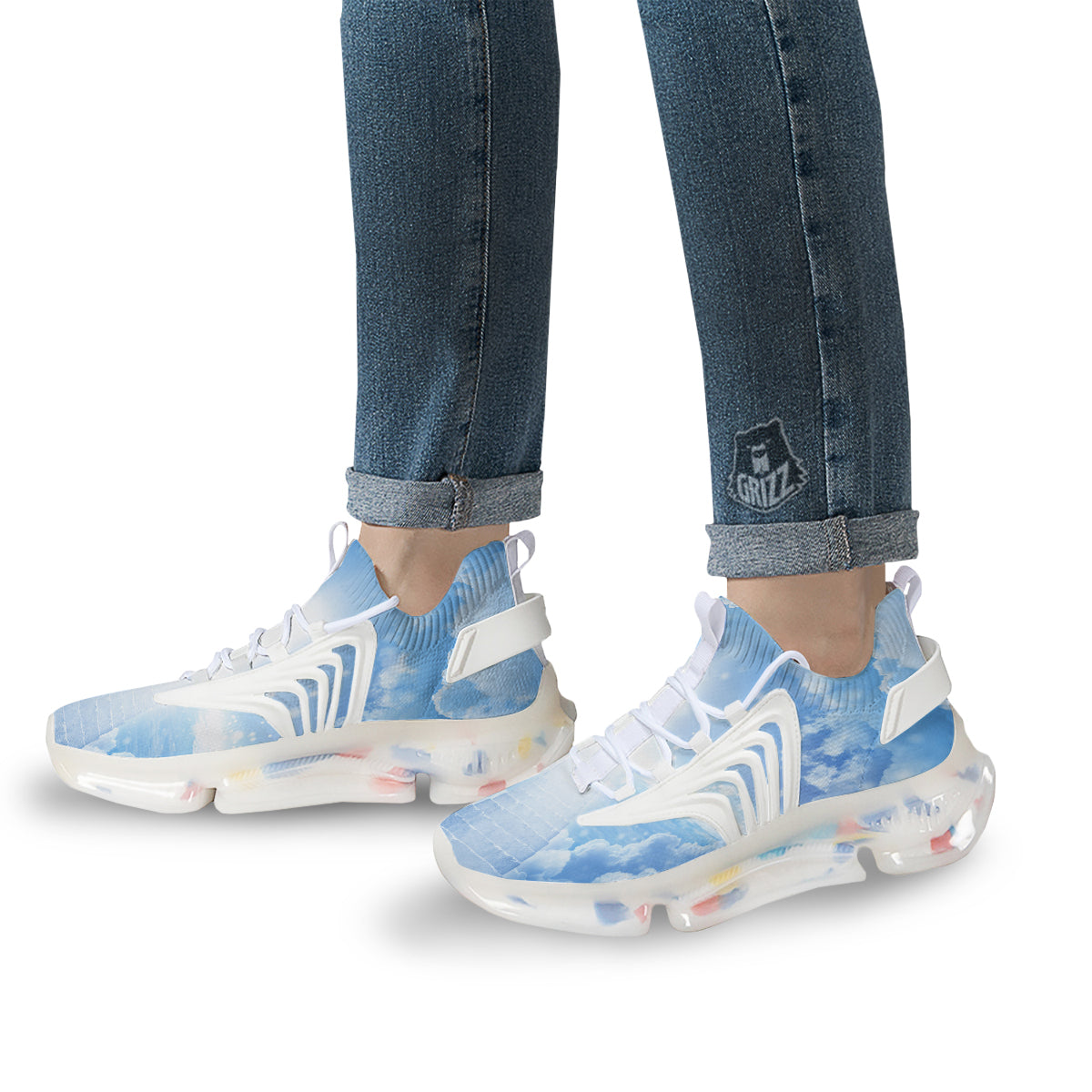 Stairs To Heaven Print White Gym Shoes-grizzshop
