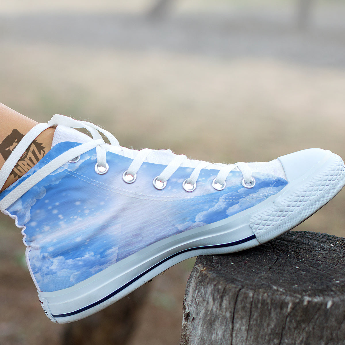 Stairs To Heaven Print White High Top Shoes-grizzshop