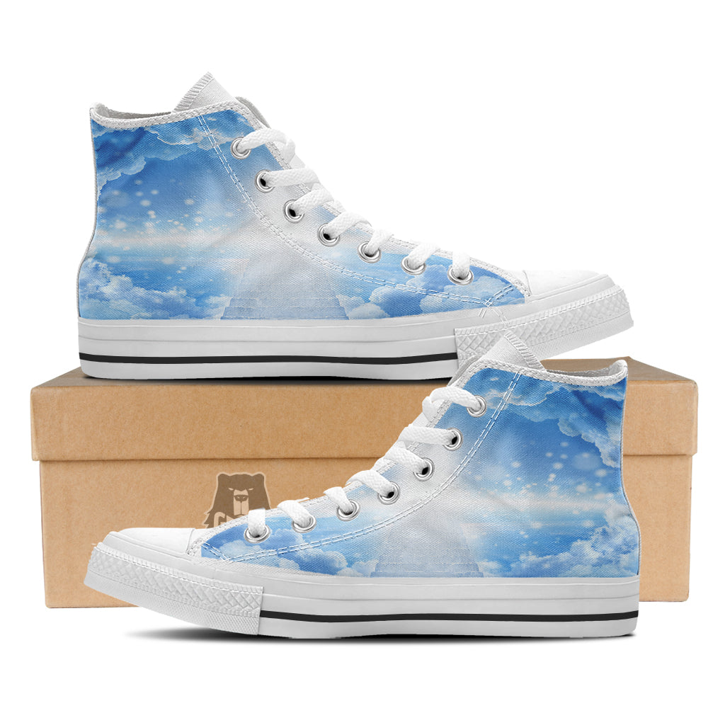 Stairs To Heaven Print White High Top Shoes-grizzshop