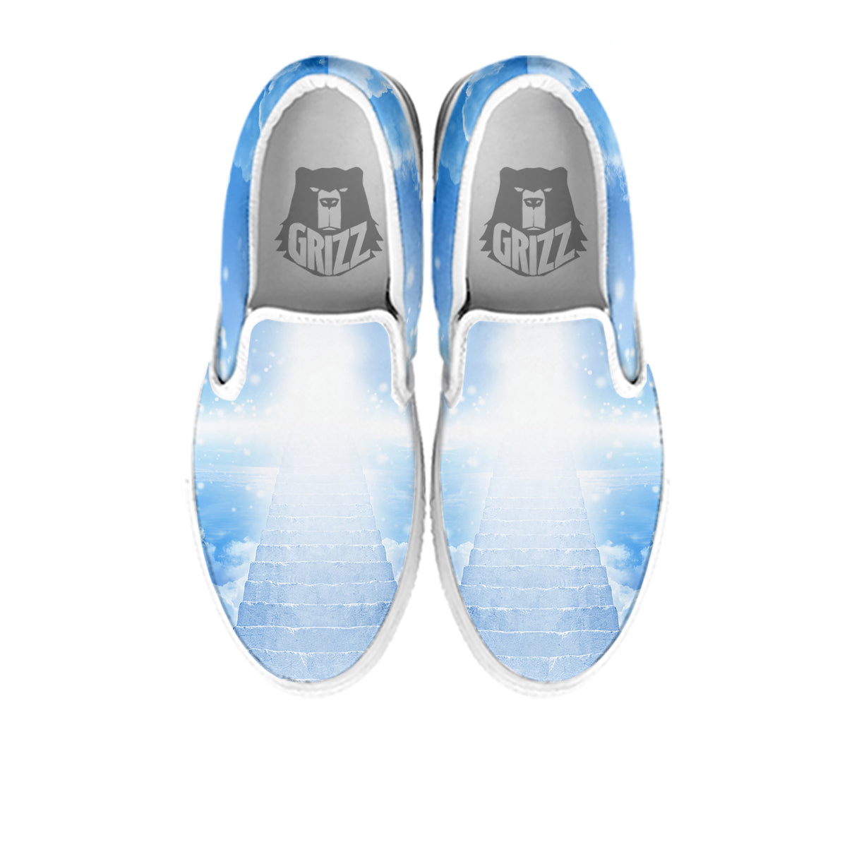 Stairs To Heaven Print White Slip On Shoes-grizzshop