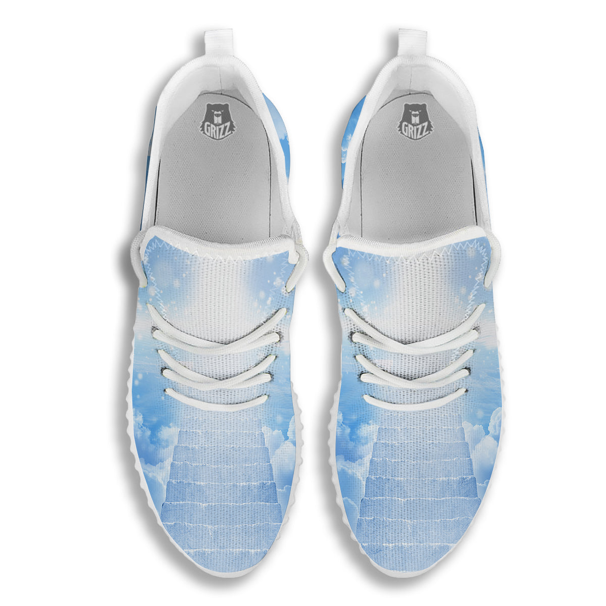 Stairs To Heaven Print White Walking Shoes-grizzshop