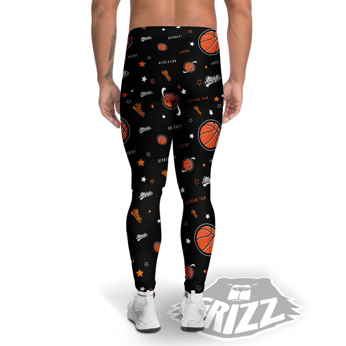 Star And Basketball Print Pattern Men's Leggings-grizzshop