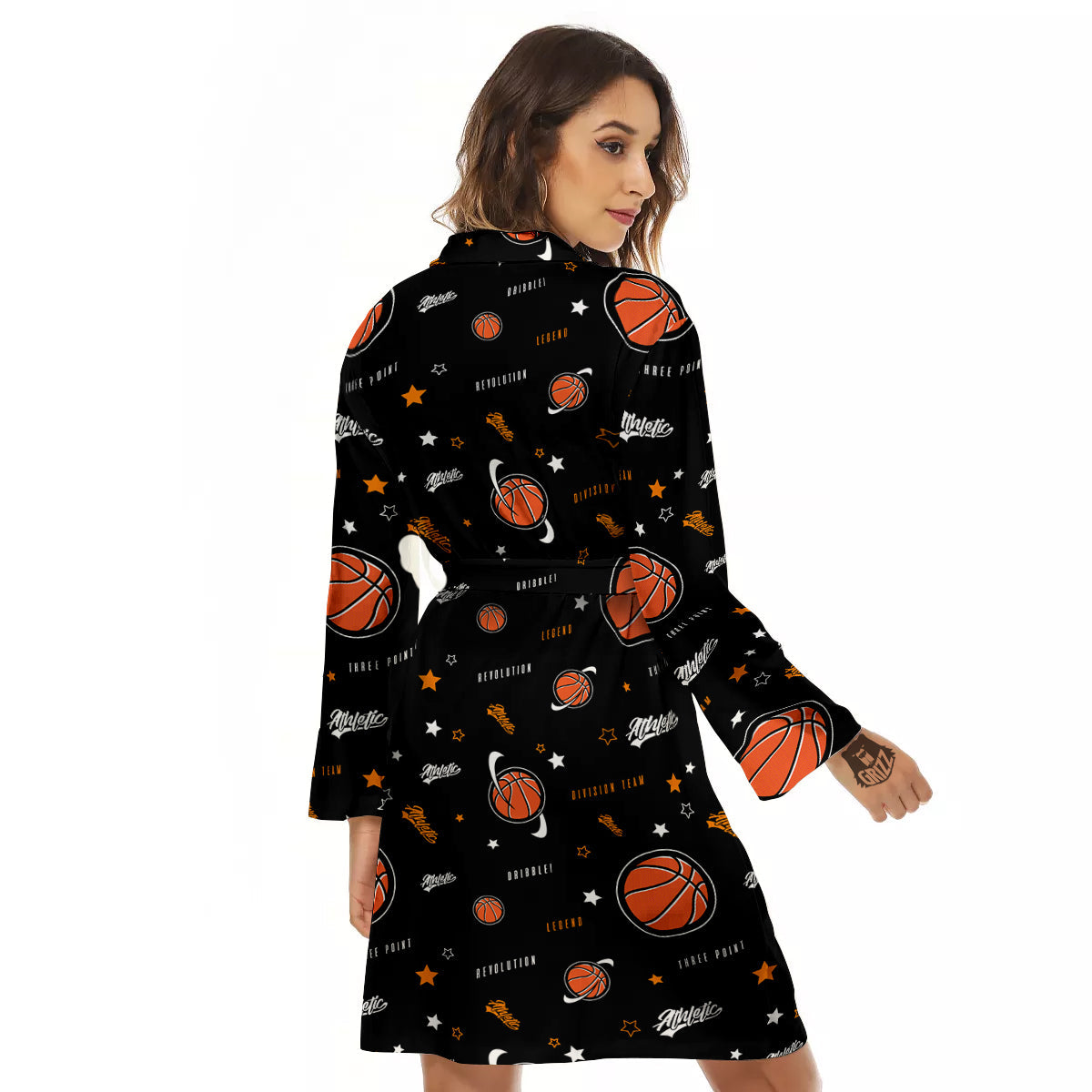 Star And Basketball Print Pattern Women's Robe-grizzshop