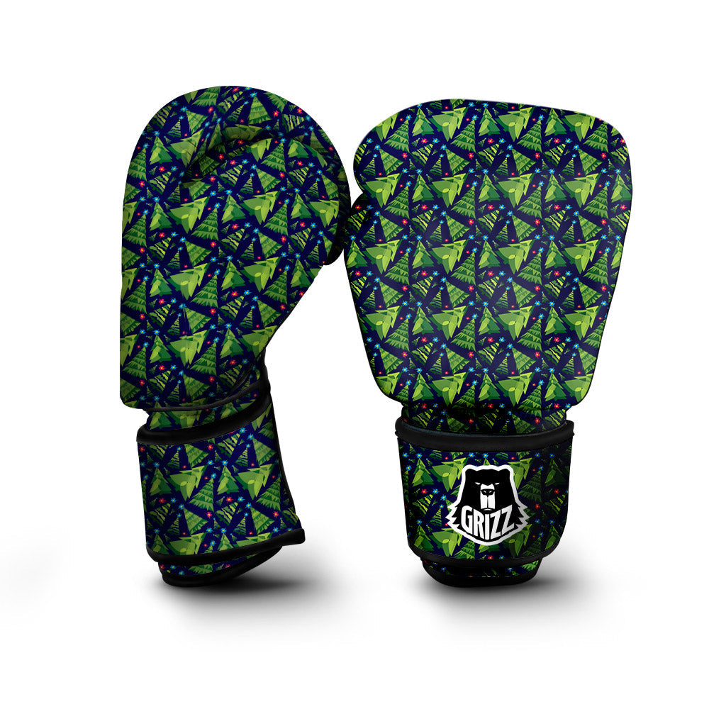 Star And Christmas Tree Print Pattern Boxing Gloves-grizzshop