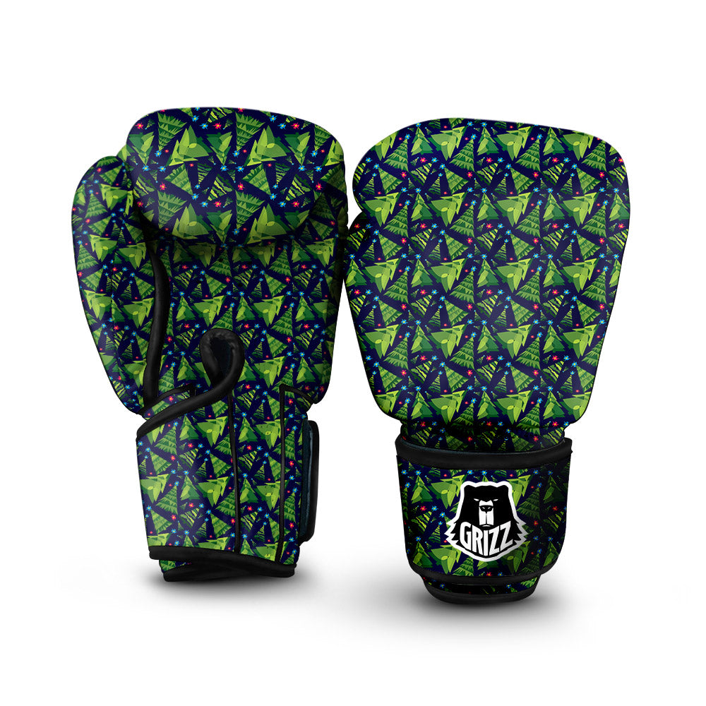Star And Christmas Tree Print Pattern Boxing Gloves-grizzshop