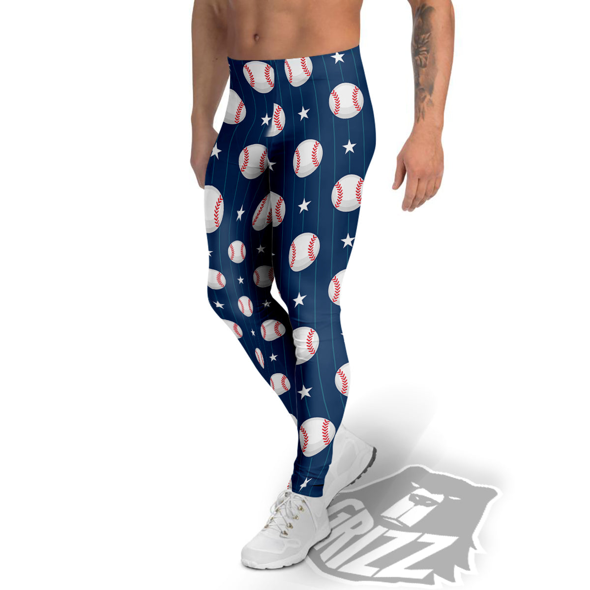 Star Baseballs Print Pattern Men's Leggings-grizzshop