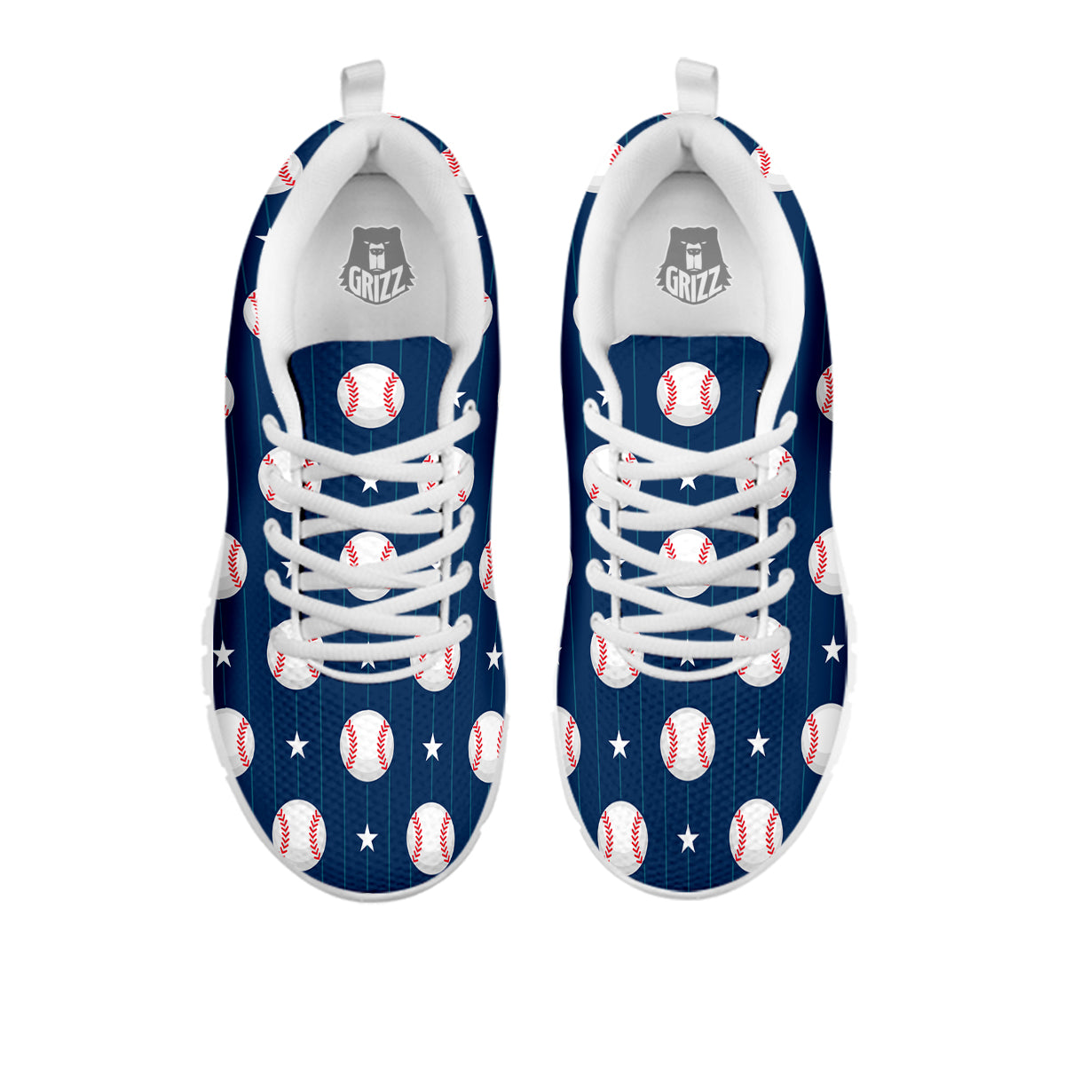Star Baseballs Print Pattern White Sneaker-grizzshop