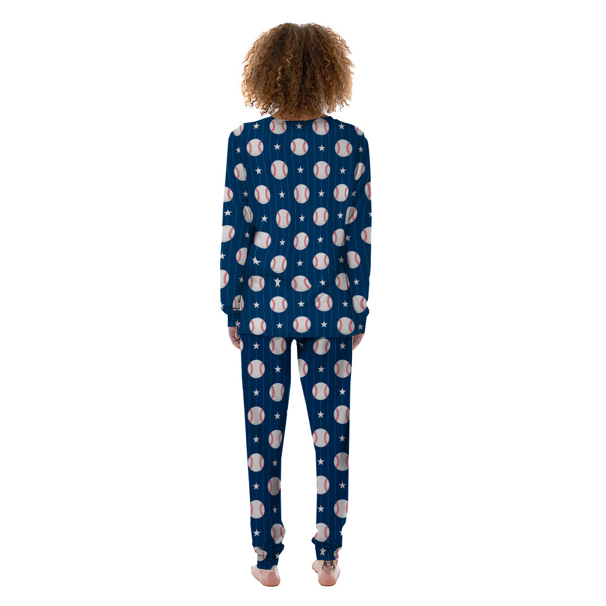 Star Baseballs Print Pattern Women's Pajamas-grizzshop