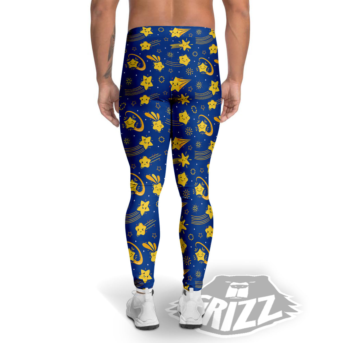 Star Cartoon Print Pattern Men's Leggings-grizzshop