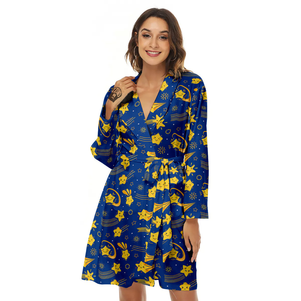 Star Cartoon Print Pattern Women's Robe-grizzshop