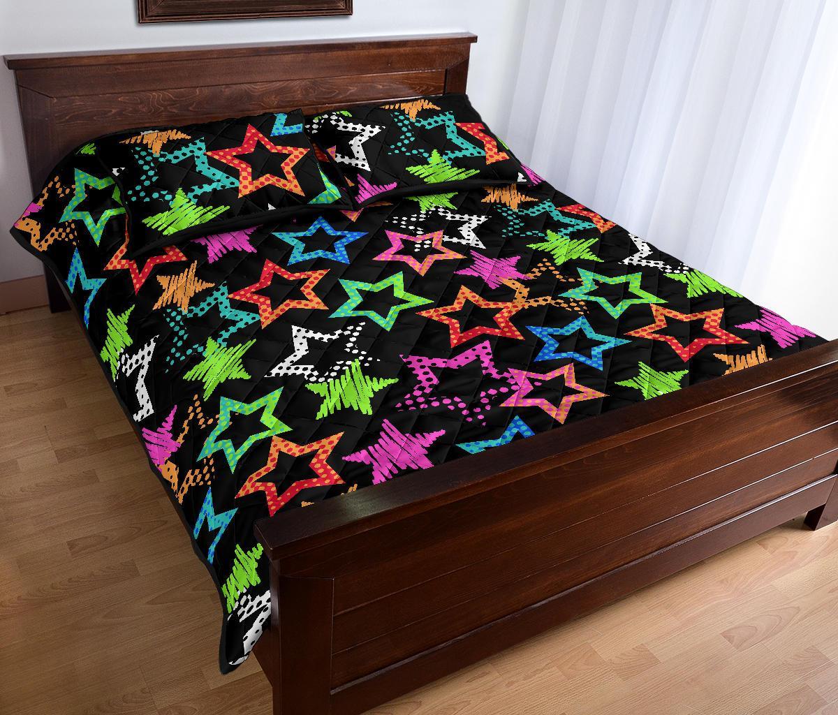 Star Colorful Pattern Print Bed Set Quilt-grizzshop