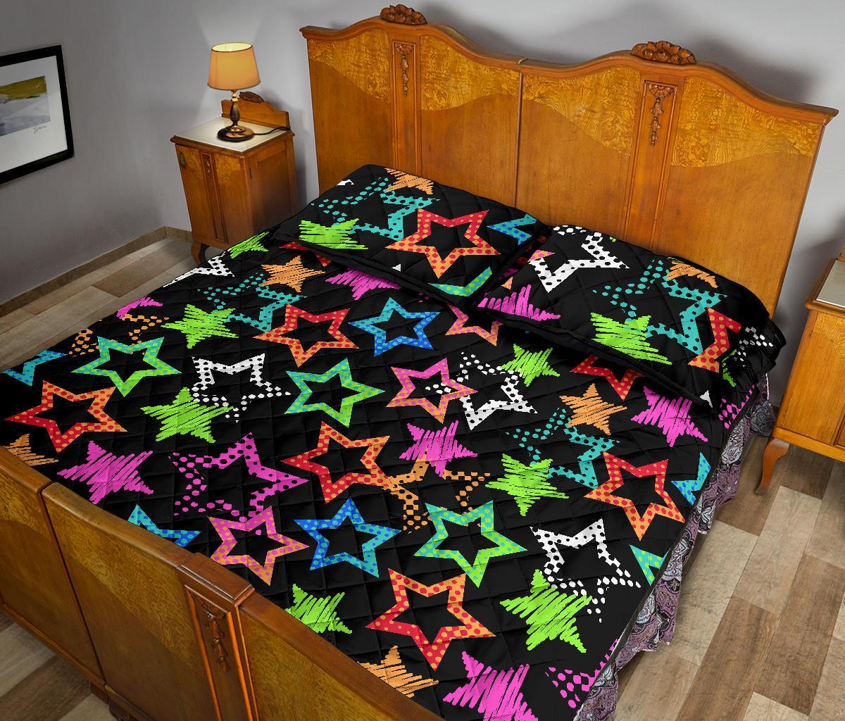 Star Colorful Pattern Print Bed Set Quilt-grizzshop