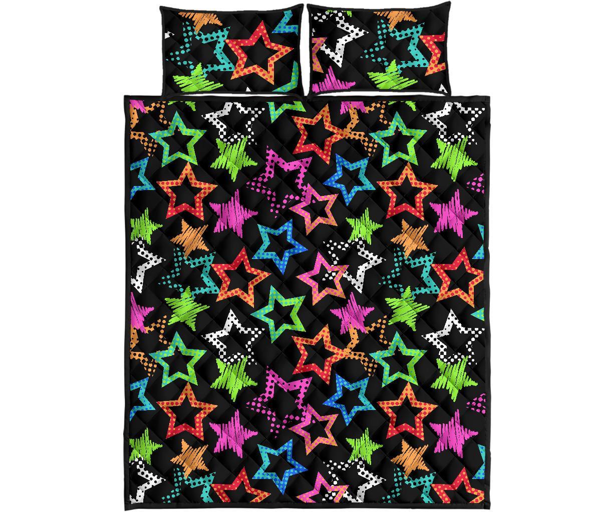 Star Colorful Pattern Print Bed Set Quilt-grizzshop