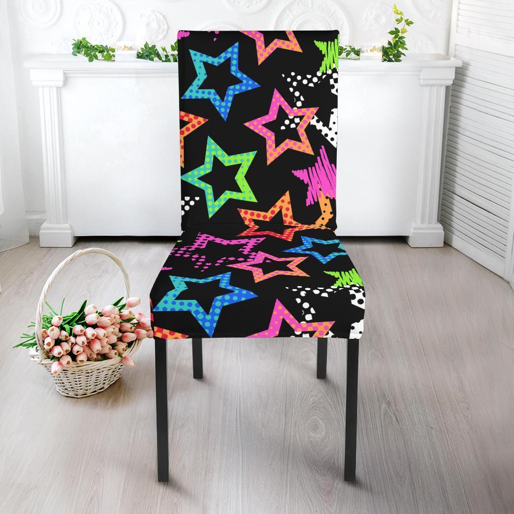 Star Colorful Pattern Print Chair Cover-grizzshop