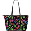 Star Colorful Pattern Print Leather Tote Bag-grizzshop