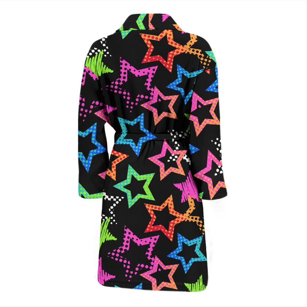 Star Colorful Pattern Print Men Long Robe-grizzshop