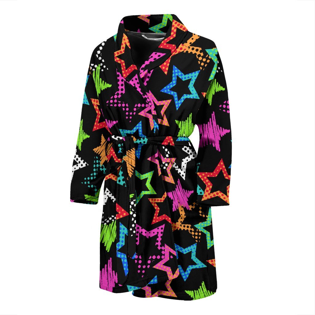 Star Colorful Pattern Print Men Long Robe-grizzshop