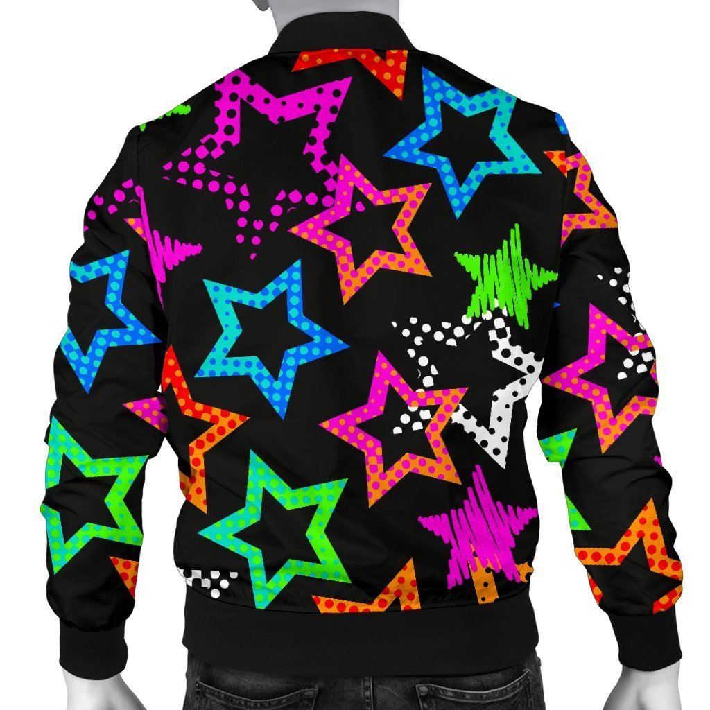 Star Colorful Pattern Print Men's Bomber Jacket-grizzshop