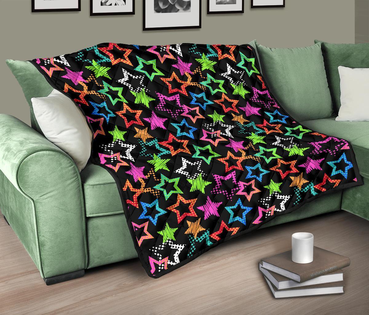 Star Colorful Pattern Print Quilt-grizzshop