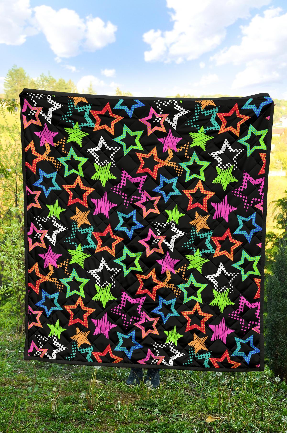 Star Colorful Pattern Print Quilt-grizzshop