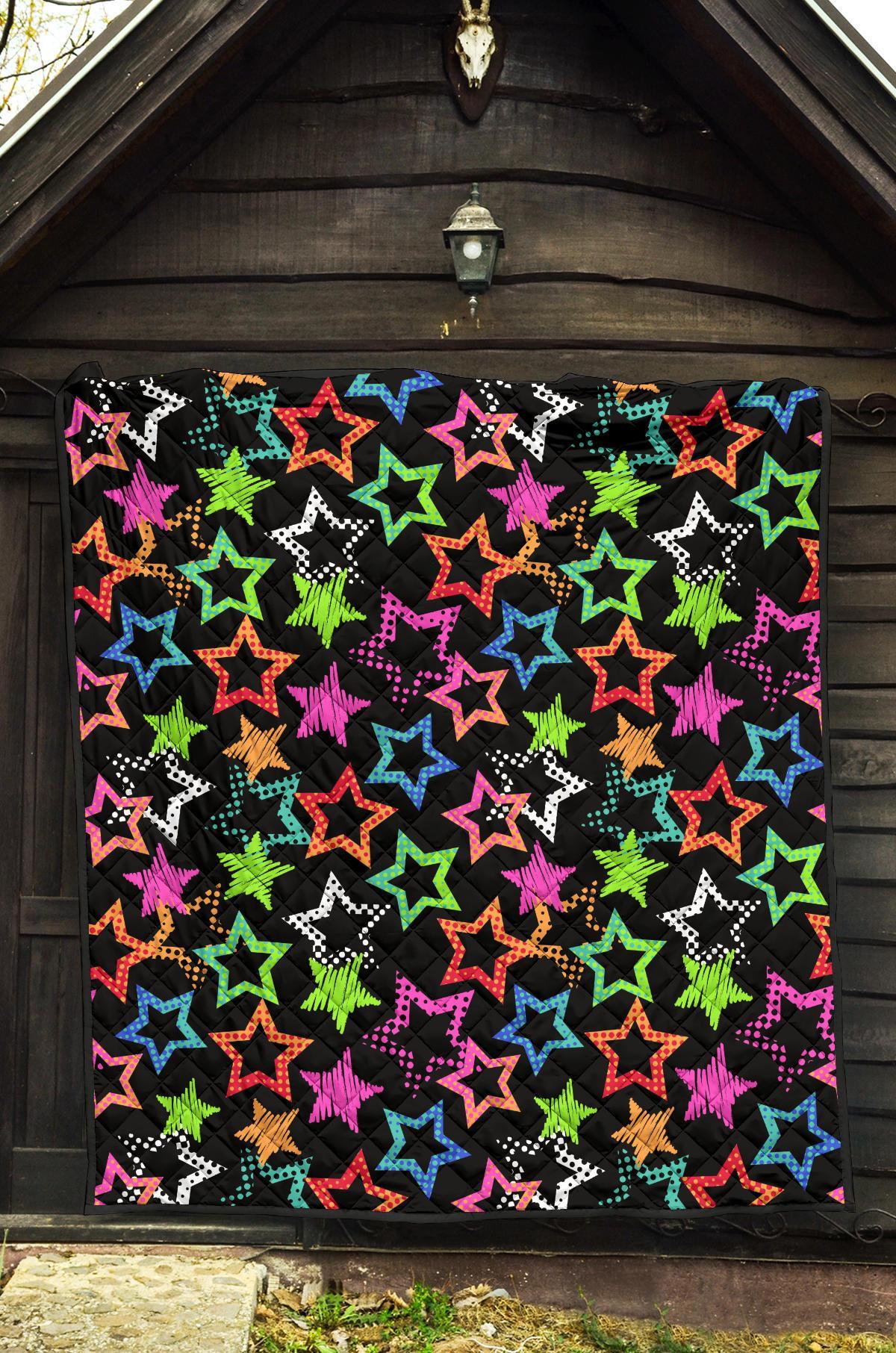 Star Colorful Pattern Print Quilt-grizzshop