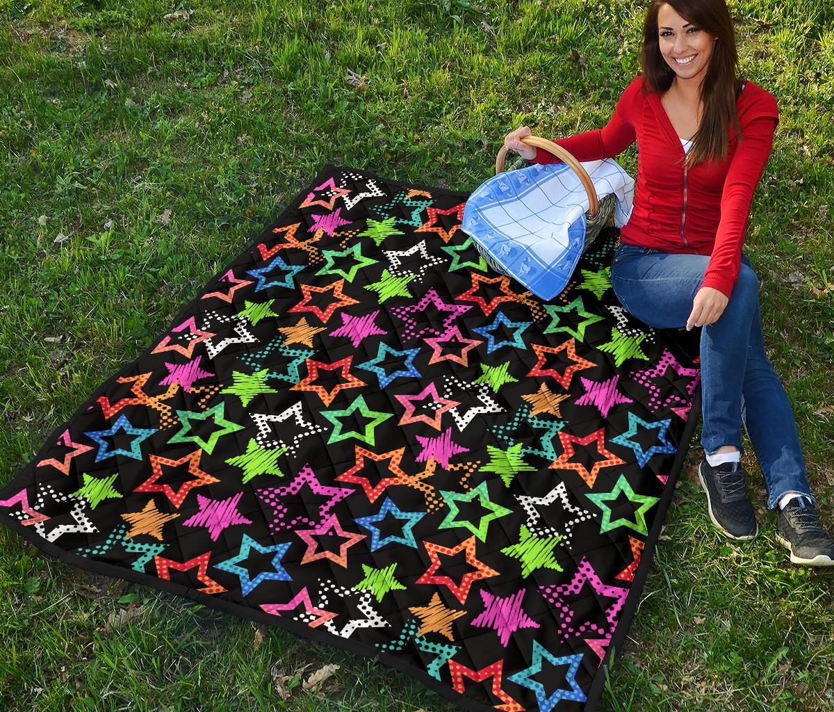 Star Colorful Pattern Print Quilt-grizzshop