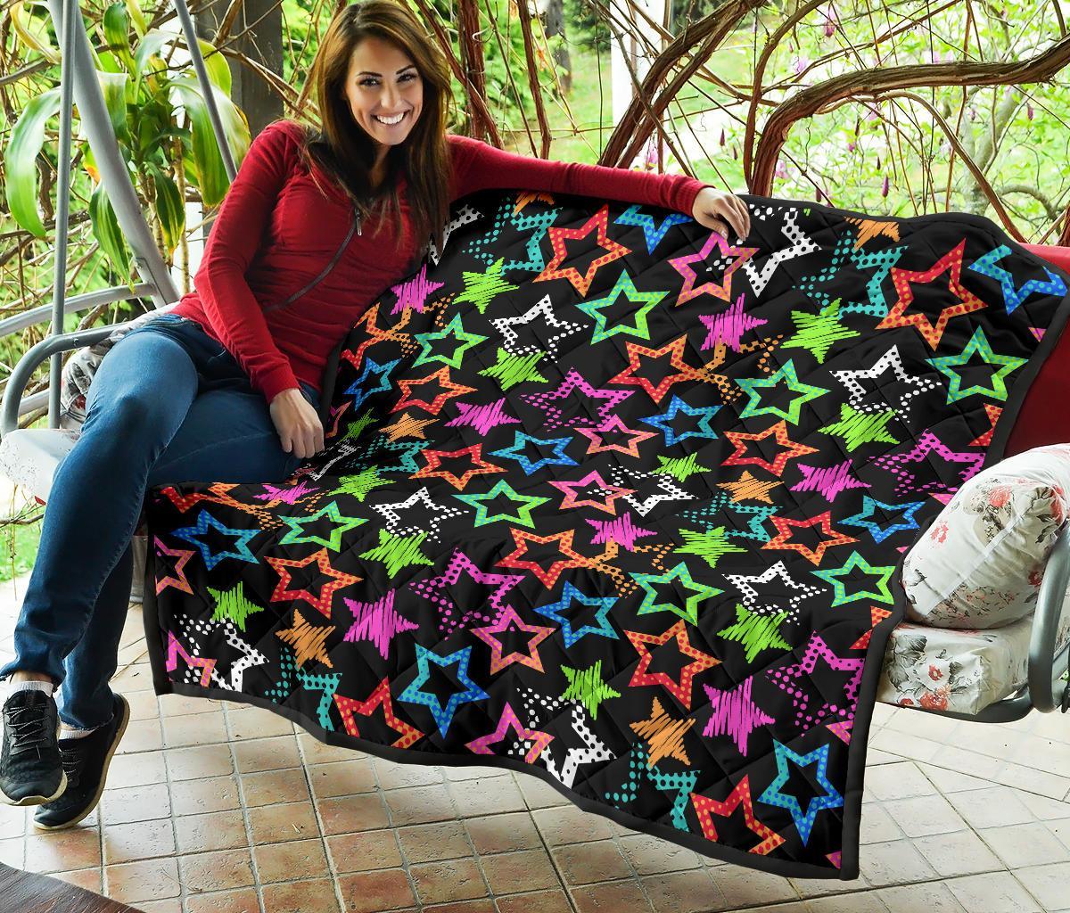 Star Colorful Pattern Print Quilt-grizzshop