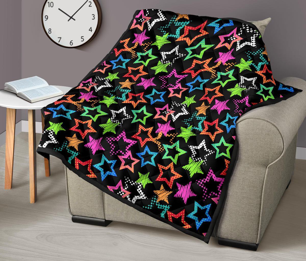 Star Colorful Pattern Print Quilt-grizzshop